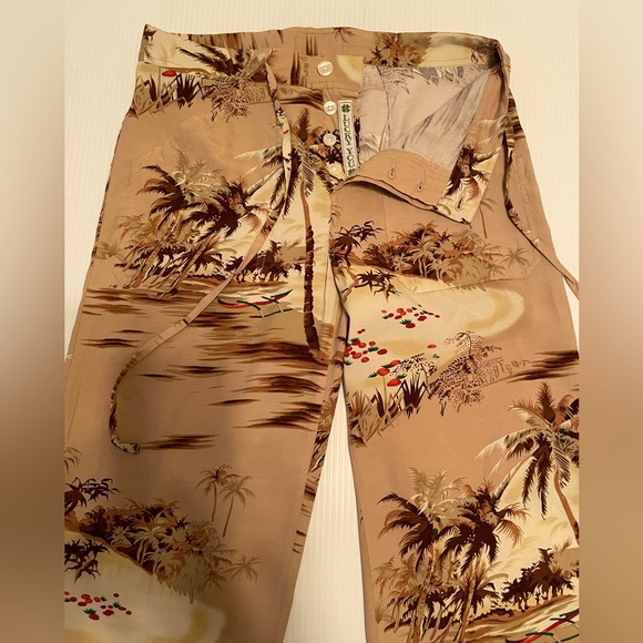 Lucky brand drawstring pants in vintage inspired island print - Picture 4 of 11